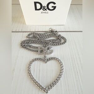 D&G Silver Heart Shaped Chain Necklace